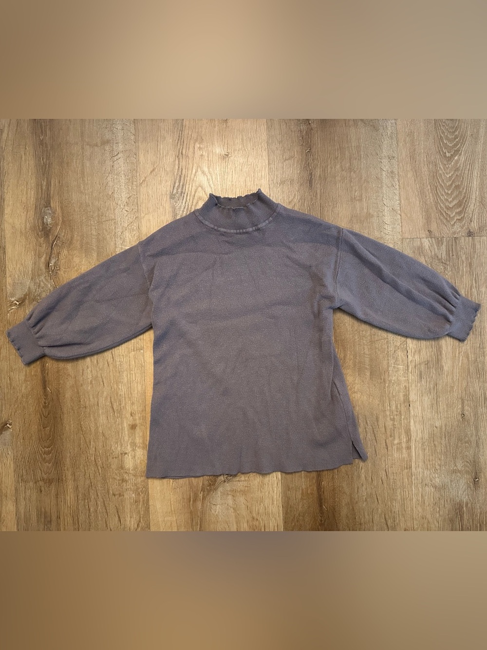Zara Kids Mock Neck Long Sleeve Knit Top - Lavender Gray